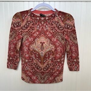 Talbots Petite Pure Cashmere Burgundy & Pink Crewneck Sweater Women’s SP